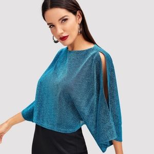 Classic, sexy, blue, shimmer top cutout shoulders